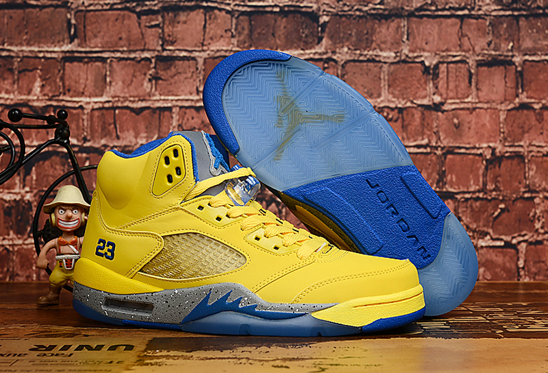 2019 Air Jordan 5 GS Yellow Blue Shoes